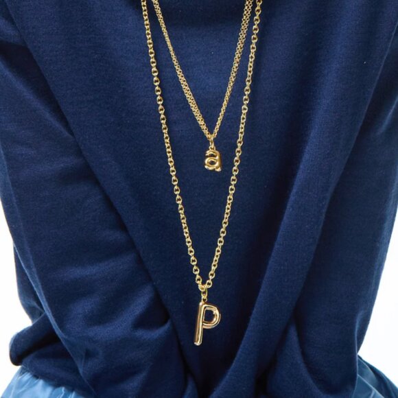 Roxanne Assoulin The Very Big Puffy Initial Necklace with Charm J/K/L/P/R - Picture 2 of 10